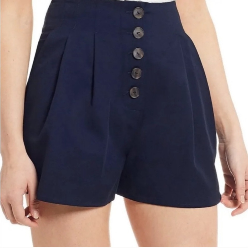 Navy Button-Front Shorts